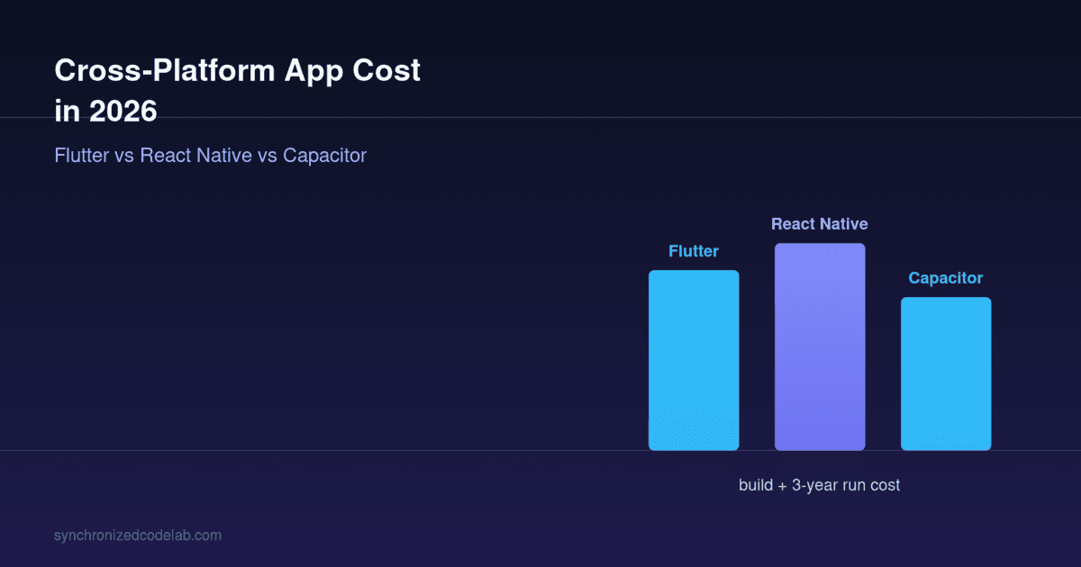 Image for Cross-Platform App Cost in 2026: Flutter vs React Native vs Capacitor (Build + 3-Year Run Cost)